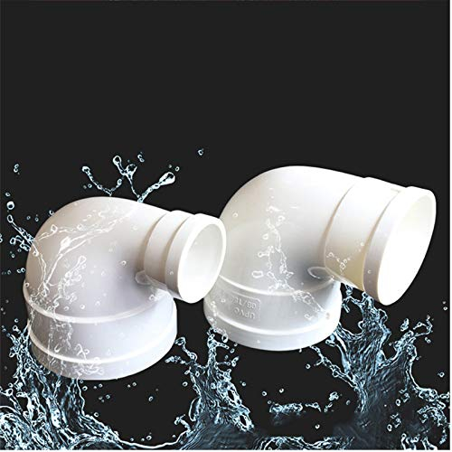 Acoplamiento reductor de codo de PVC de 90 grados, 75 mm a 50 mm, color blanco, 1 unidad