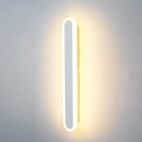 ZTWLEED Applique da Parete Interno,12W LED Lampada da Parete 3000K/4000K/6000K,Applique da parete Moderno Lunga per Soggiorno Camera da Letto Scala Corridoi Bianco 40CM 110-240V