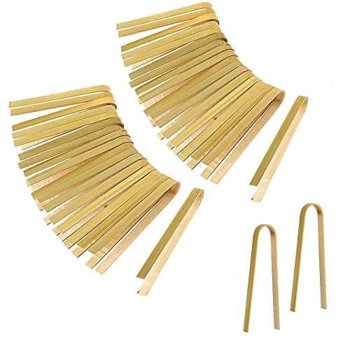 LUTER 40 Pezzi 15cm Pinze in Legno Usa e Getta Utensili da Cucina Pinze in Bambù Pinze in Legno Cucinare per Cucinare Raccogliere