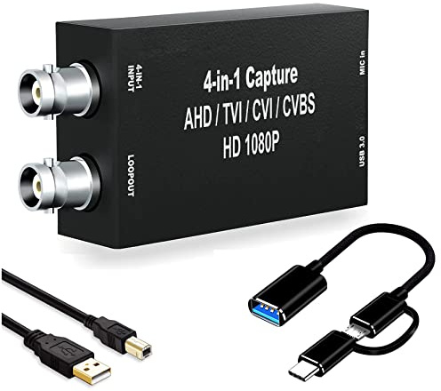 Tarjeta de captura AHD con Loopout, 1080P AHD/TVI/CVI/CVBS/AV/RCA a USB 3.0, tarjeta de captura BNC a USB para transmisión de juegos, grabación de video para Windows, Linux, OS