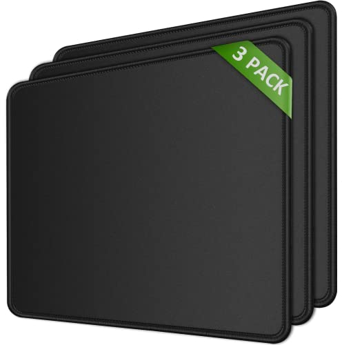 KTRIO Mauspad 3 Pack, Mousepad [30% Größer], Mouse Pad mit Anti-Rutsch-Gummiboden & Vernähte Kanten Mauspads für Computer Laptop und PC, Mouse Mat 275x215mm (Schwarz)