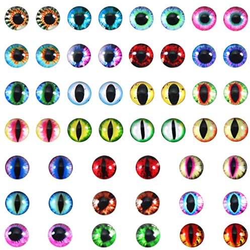 TOAOB 100 Piezas 6MM Cabujón de Cristal de Ojos Estilo Dragon Eyes Ojos Manualidades Colores Cristal Gato Búho Pájaro Humano Ojos Para DIY Accesorios de Peluche Juguetes de Ganchillo de Peluche