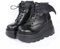 Ulalaza Dark Bat Wing Botines para Mujer Cuña Gruesa con Plataforma Sassy Bota Punta Redonda Cordones Cremallera Lateral Tacón Alto Mujer Bota Tejido elástico Suave Agradable al Tacto