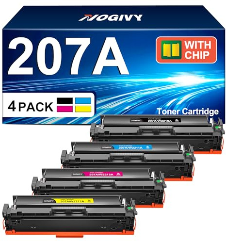 207A 207X Toner mit Chip Kompatibel für HP 207A Toner Set für Color LaserJet Pro MFP M283fdw Toner für M255dw M282nw M283fdn W2210A W2211A W2212A W2213A (Schwarz Cyan Yellow Magenta, 4er-Pack)