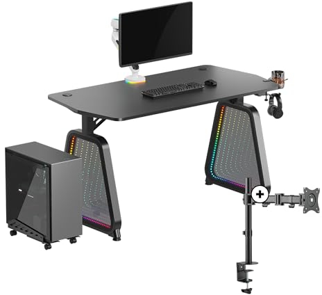 ULTRADESK Computertisch Gaming Tisch Schreibtisch Booster + Skeleton Single Monitorarm - Komplette Set für Gamer - Platz für Zwei Monitore, Stahlgestell - Computerständer für bis 27-Zoll-Monitore