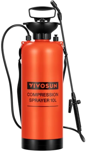VIVOSUN Spruzzatore a pressione da 2,64 galloni, bottiglia spray pressurizzata per prato e giardino con tracolla regolabile, per spruzzare piante, irrigazione del giardino e pulizia della casa