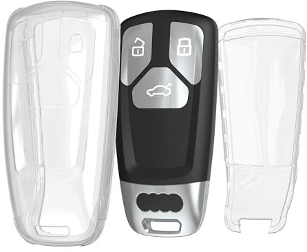kwmobile Autoschlüssel Hülle kompatibel mit Audi 3-Tasten Smartkey Autoschlüssel (nur Keyless Go) - Schlüsselhülle Silikon Cover - Transparent