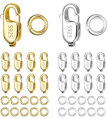 ALEXCRAFT S925 Kettenverschluss Silber Gold Eckig Armband Verschluss Ketten Verschlüsse Schmuck für DIY Schmuckherstellung 40 Stück