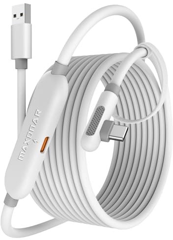 Maxonar Link Kabel mit Ladeanschluss 5m Kompatibel mit Meta Quest 3/Quest 3S/Oculus Quest 2/Pico 4, PC Steam VR Headset Zubehör High Speed 5Gbps USB 3.0 to USB-C Kabel (Weiß)