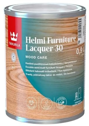 Tikkurila Helmi Furniture Lacquer 30 - Semi Matt Lacquer for Interior Wood Surfaces Colours, Lacquers and Protects - 1 Litre