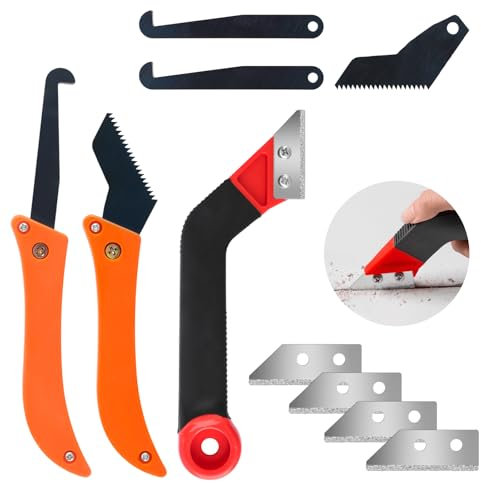 JIANGZHIB 10 Pièces Grattoir À Joints, Pratique pour Grattoir Joint Carrelage, Outil Pour Nettoyeur Joint Carrelage Avec 7 Lames De Rechange pour Le Nettoyage de Carrelage, Nettoyage Salle de Bain