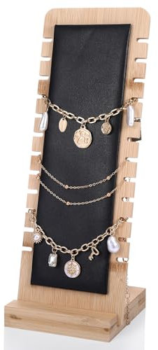 ROOMHUAWAY 12 fentes en bois pour colliers - Présentoir à bijoux - Support vertical pour bijoux - Noir