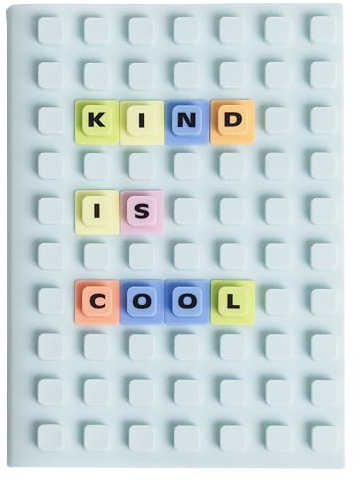 Pearhead Customizable Letterboard Journal with Silicone Cover – Fidget Notebook with Letters and Symbols, Lined Pages for Writing & Planning, Blue