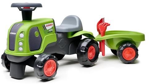FALK Claas traktorbärare - med släpvagn - från 12 månader - 90% återvunnen plast - tillverkad i Frankrike - 312C, grön