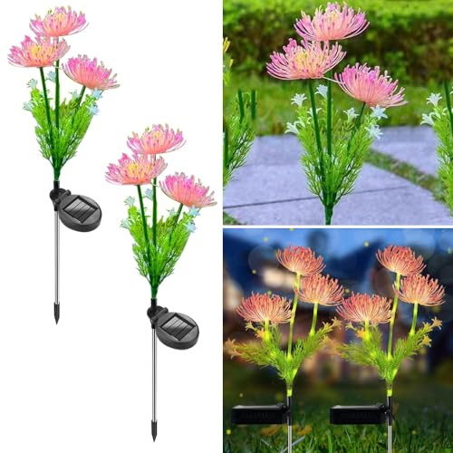 YZYOE 2 pacchetti di luci decorative del fiore solare a LED, luci di paesaggio del giardino a 2 modalità, Wireless impermeabile dal crepuscolo all'alba, fiore regalo lampada per le donne.