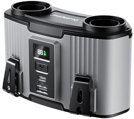 SLuB Ventilatore portatile 4 in 1: per mano, collo, cintura e tavolo. 10 velocità, LED, 24000mAh, powerbank, compatto, ideale per esterni e lavoro.（Grigio）
