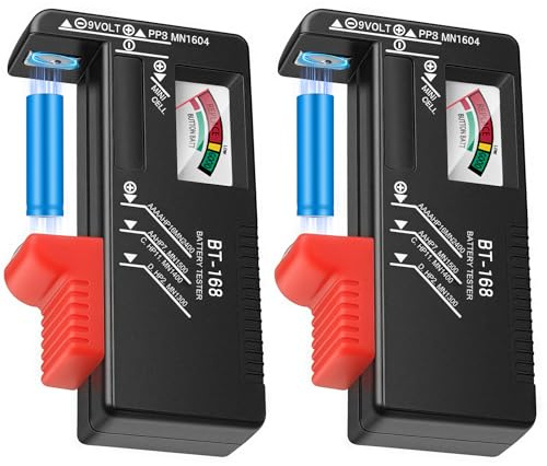 2Pcak kclkda Universal Battery Tester for All Batteries, 2025 Upgrade Compact Battery Checker for AA AAA C D 9V and 1.5V Button Cell, Household Battery Tester for Small Batteries, No Battery Required