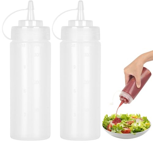 Flasche a Squeez, Bottiglia per Salse 500ml 16oz, Bottiglia a Spruzzo, Bottiglie per Condimenti, Bottiglia per Olio in Plastica, Ketchup, Bottiglie per Salse, Salsa di Soia Piccante, Olio d'Oliva