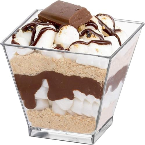 Verrine riutilizzabili trasparenti – Confezione da 10 – Forma di ravaio quadrata – Elegante presentazione per antipasti, dolci, buffet – Plastica rigida riciclabile (4 x 10 = 40)