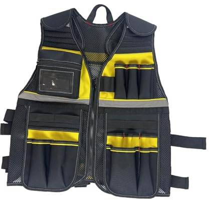 Bothyi Tool Vest for Men Lightweight Oxford Cloth Tool Pouch Comfortable Neck Opening with Multi Pocket for Electrician Construction