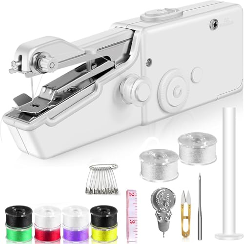 Machine a Coudre a Main Débutant Mini Machine a Coudre Portable avec Accessoires de Couture pour Débutants, Points Rapides, Convient Pour les Vêtements, Les Tissus
