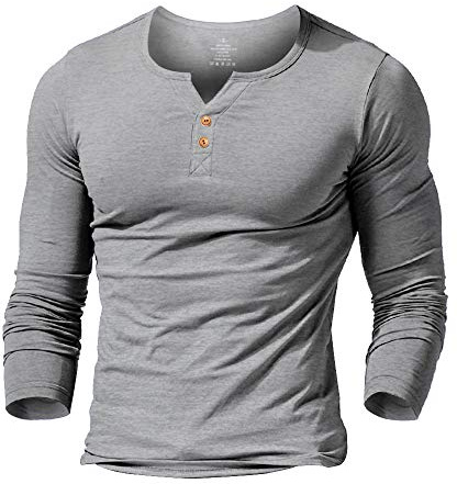 palglg Uomo Tshirt Casuale Lange Ärmel Maglietta Palestra V Neck Cotone Grigio XL
