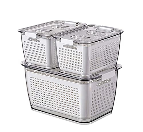 Contenitori Per Alimenti Freschi, Scodella Per Frutta E Verdura Con Filtri, Serbatoio Per La Conservazione Della Cucina, Cassetta Per Frutta E Verdura In Plastica, Cassetta Per Refrigerazione-White