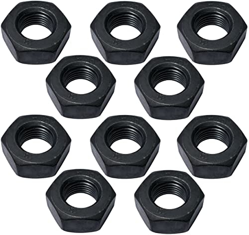 AERZETIX - C52587 - Lot de 10 Écrous hexagonaux M10x1 à 6 pans chanfreinés - dureté 10 - acier noirci