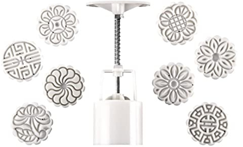 Beito 1Set Moon Cake Mold 50g Hand Press Cookie Stamps Mid Autumn Mooncake Maker Press with Stamp