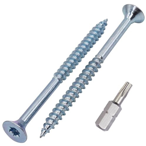 SKIR'CO (10 uds) Tornillos para madera de acero galvanizado, 6,0 x 90 mm, Torx de cabeza avellanada, tornillos para aglomerado, parcialmente roscados