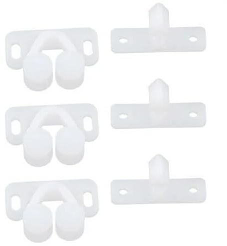 3Pcs White Marine Boat Ball Catch Door Cupboard Spring Back Plates Roller Latch Plastic Catches Cabinet Hardware