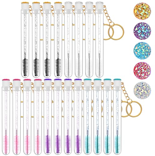 20 Stücke Wimpernpinsel mit Behälter Leere Mascara Zauberstab Röhrchen wimpernbürstchen Augenbrauen Bürste Reinigungsbürste für Wimpernverlängerung Make up Werkzeug Applikator Wimpernbürste