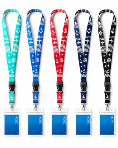 Avorast 5 Pack Cruise Lanyards for Ship Cards, Cruise Essentials 2026 for Carnival, Royal Caribbean, NCL, Lanyards for ID Badges with Detachable Buckle & Waterproof ID Badge Holders (Mix)