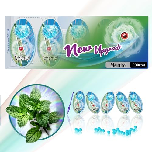 icMentol - Ice Cold Recipe, 1000 Capsules Menthol Balls for Body Care, Aroma Capsule, Aroma Balls, DIY Click Balls (5 Packs x 200 Capsules, Menthol)