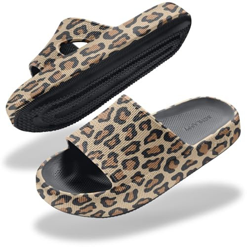 SCHLAPPY™ Original Badeschuhe für Damen&Herren, Badelatschen&Wolkenschuhe 100% Plastikfrei, Wasserfest&Rutschfest (Leopard, EU Schuhgrößensystem, Erwachsene, Numerisch (von/bis), M, 36, 37)