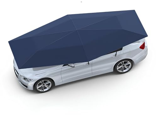 Car Tent Hydraulicsemi-Automatic, Car Parasol, Sun Protection Umbrella, Portable Car Umbrella Tent Cover Movable Carport Folded Automobile Cars Protection Canopy Sun Shade Anti-Uv(Blue,480cm)