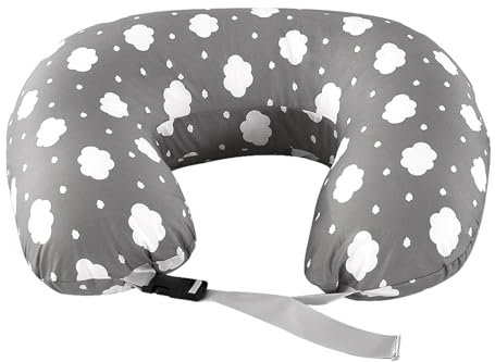 Stillkissen für das Stillen, Ergonomisches Stützkissen Schwangerschaftskissen für Mutter Baby, Stillkissen in Übergröße mit Verstellbarem Taillengurt & abnehmbarem 100% Baumwollbezug (Plusgröße-Grau)