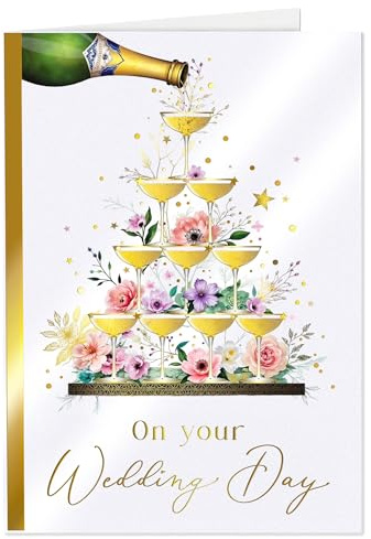 Joli Coon Premium Happy Wedding Card ELEGANT - Elegant Wedding card with premium paper envelope and real wax seal - 6.7 x 4.5 inch