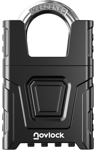 NOVLOCK Candado de combinación resistente para exterior – impermeable, arco protegido de 8 mm resistente al corte – para portones, vallas, cobertizos, trasteros y taquillas – pack de 1, negro