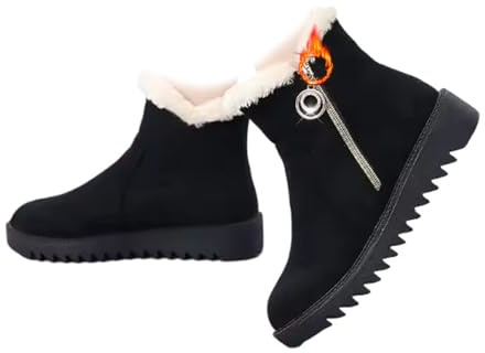 POIOZXD - Bottes orthopédiques antidérapantes imperméables et douillettes pour femmes, Bottes de neige d’hiver pour femmes avec doublure en fourrure, Bottines imperméables antidérapantes avec