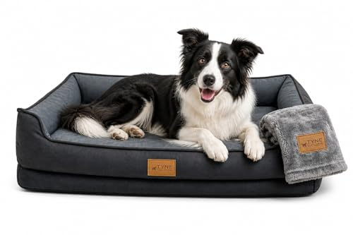 TYNE GOODS Cama Ortopédica para Perros y Gatos, Colchón Ergonómico para Articulaciones, desenfundable, Lavable y Antideslizante, Manta,