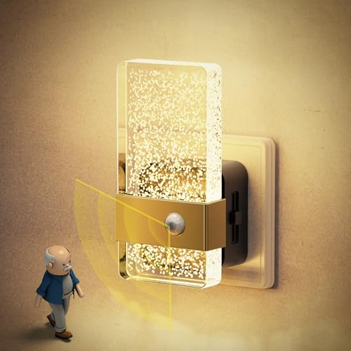 JandCase Lámpara Nocturna con Sensor de Movimiento y Crepuscular, Enchufe Regulable 0-100LM, 3 Modos, Luz Cálida para Pasillo Escalera Dormitorio Cocina, 1 Unidad