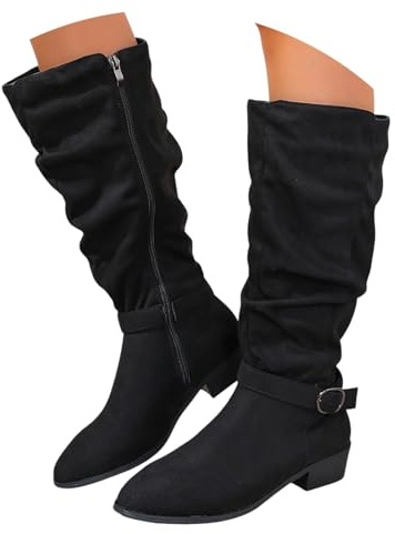 Generisch Botines tradicionales para mujer, elegantes, de ante, para mujer, estilo vaquero, botas occidentales, botas bajas, tacón de bloque, botas de media altura, botas cortas, botas de entretiempo