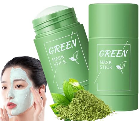 Pack de 2 Mascarillas Faciales de Té Verde en Stick,Limpieza Profunda de Poros,Anti Puntos Negros,Control de Grasa,Mascarilla Purificante e Hidratante,Todo Tipo de Piel