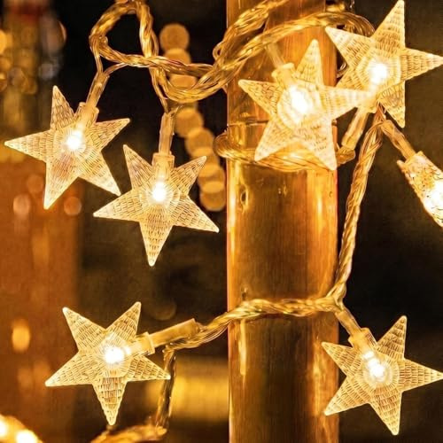 HHMTAKA Warm White Star String Lights 3m 20LED USB Fairy Lights 8modes | Star Fairy Lights with Remote for Christmas Wedding Mother's Day Anniversary Decor, Indoor Decorative String Lights