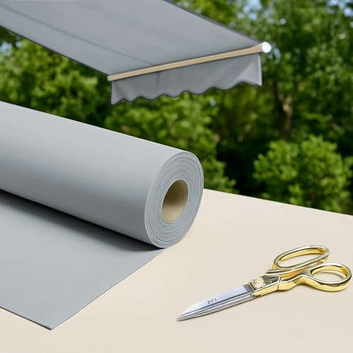 Byour3 - Tissu AU MÈTRE pour Auvents Extérieurs Protection UV Ombre Balcon Véranda Bâches Gazebo Auvent Latéral Pergola Camping-Car Coussins Bateau (Gris, Rouleau de 200 cm de Large)