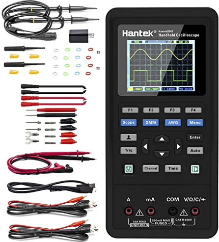 Hantek 2D42 Oscilloscopio Palmare 40 MHz Generatore di Forma D'onda Multimetro 3 in 1 Multifunzione Tester 2CH+AFG+DMM Portata