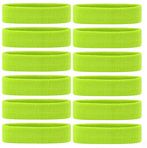 ONUPGO Sweatband Headband for Men & Women - 12 PCS Sports Headbands Moisture Wicking Athletic Cotton Terry Cloth Sweatband Sweat Absorbing Head Band