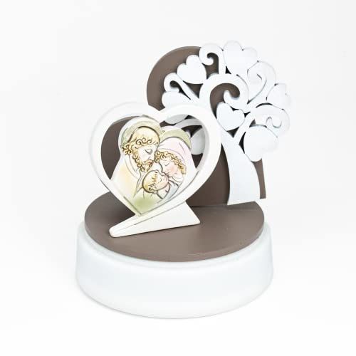 Bomboniera Carillon Sacra Famiglia Musicale con Albero della Vita in Legno Scatola Inclusa