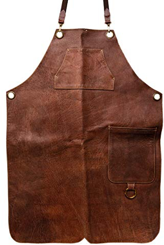 Angus Stoke Premium Lederschürze - Vollleder Grillschürze - one-Cut Vintage Leder Schürze - BBQ & Küche - Stan (XXL-XXXL)